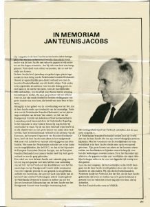 In memorian Jan Teunis Jacobs